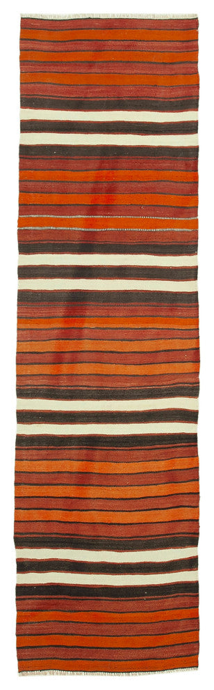 Rug N Carpet - Handmade Oriental 2' 11" x 10' 8" Contemporary Runner Kilim Rug