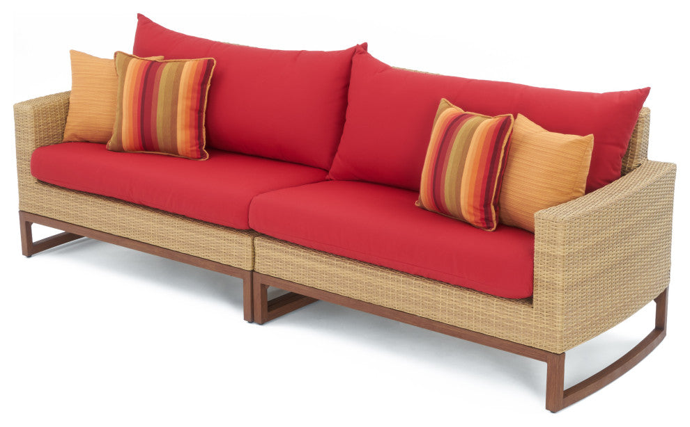 Milea 4 Piece Sunbrella Outdoor Patio Seating Set, Sunset Red