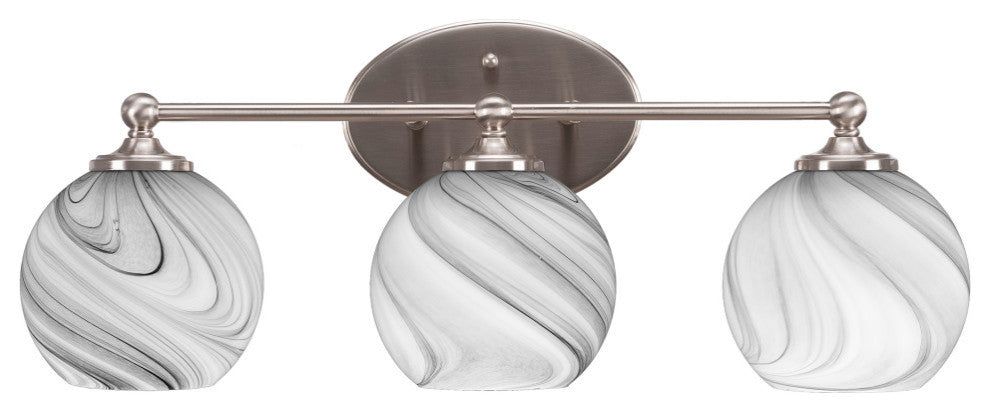 Capri 3-Light Bath Bar, Brushed Nickel/Onyx Swirl