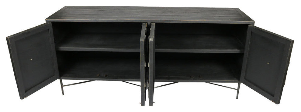 Aliso Samara 4 Door Sideboard, Recycled Pine On Iron Base