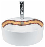 Mosaic 18" Round Countertop Vessel Bathroom Sink with Overflow