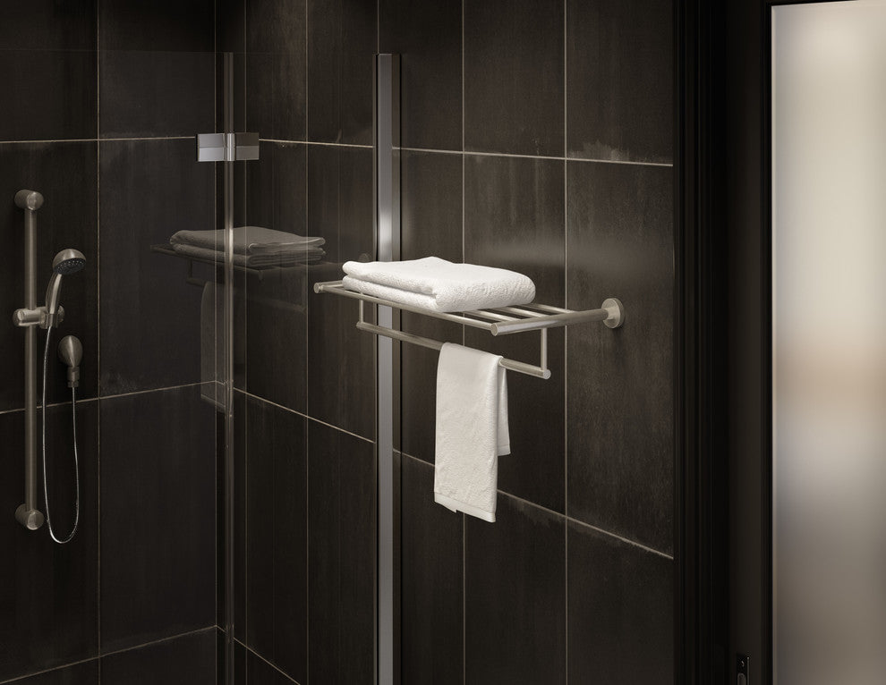 Dia 22 Inch Towel Shelf with Mounting Hardware, Satin Nickel