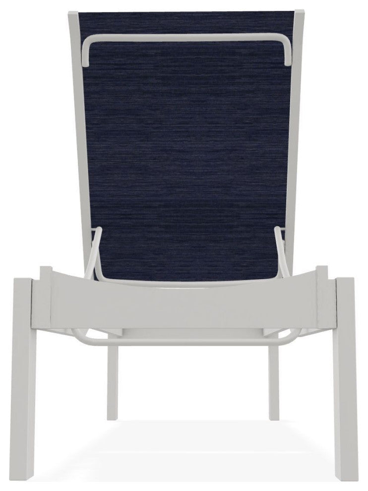 Leeward Sling Stackable Outdoor Chaise Lounge, Collect Indigo/Snow