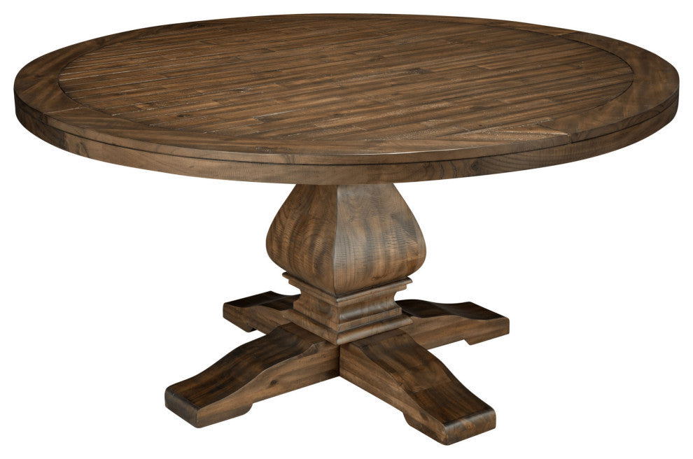Kensington Round Solid Pine Dining Table, Walnut