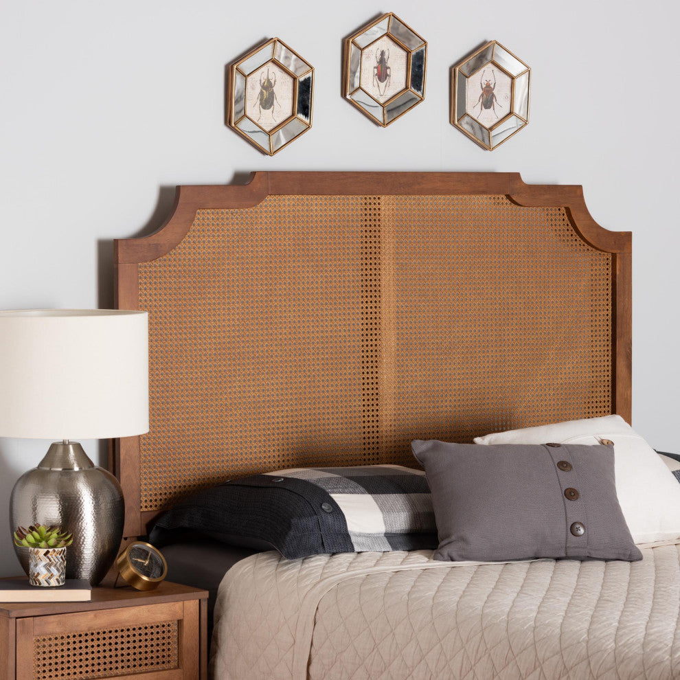 Aleena Rattan Ash Walnut Headboard, Queen