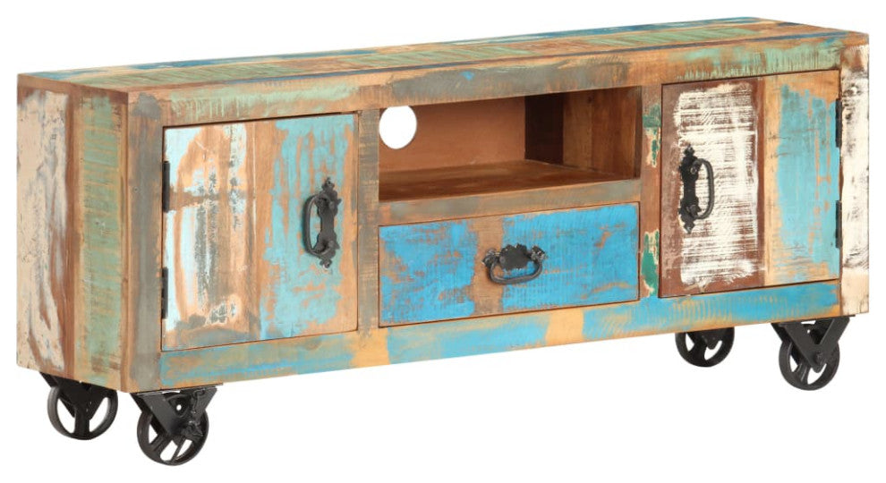 vidaXL TV Cabinet Solid Reclaimed Wood Lowboard Stereo HiFi Plasma Stand Unit
