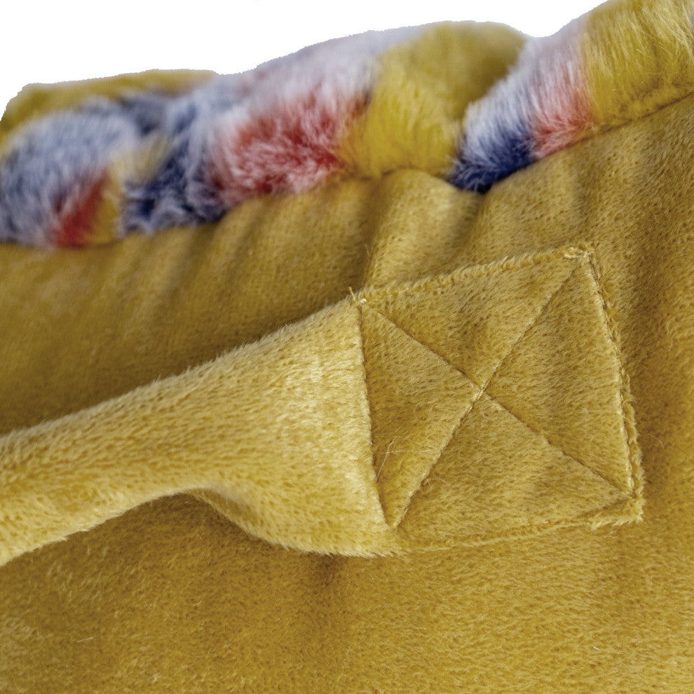 Multi Jacquard Faux Fur Bed Rest NEED ASSEMBLY, 20" x 18" x 17", Orange