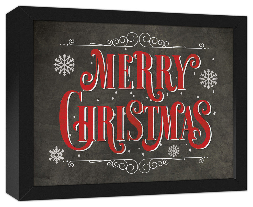 Merry Christmas Chalkboard Print 11x14 Black Framed Canvas