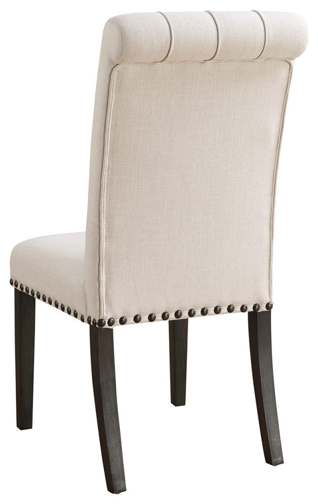 Set Of 2 Dining Chairs, Beige and Black