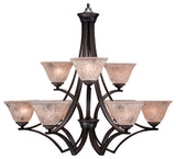 Zilo 9 Light Chandelier, 7" Italian Marble Glass