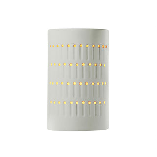 Ambiance Small Cactus Cylinder Wall Sconce, Open, Matte White, Gold, LED