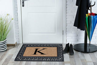 Club Border Black/Beige 18"x30" Monogrammed Doormat