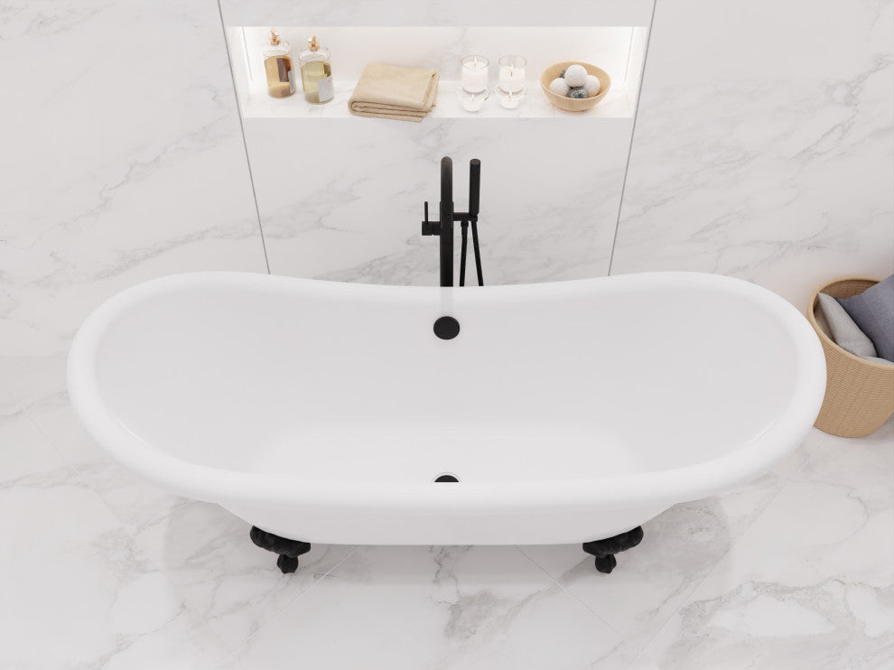 Falco 5.8' Acrylic Clawfoot Bathtub, Matte Black