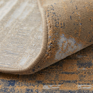 Takara Modern Abstract, Blue/Orange/Gray, 3'10"x6' Accent Rug