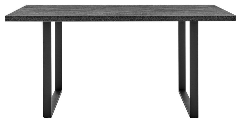 Fenton and Gray Pacific 7-Piece Dining Set, Black Matte Powder Coating, Gray Faux Leather and Black Table