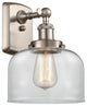 Large Bell 1-Light Sconce, Brushed Satin Nickel, Clear
