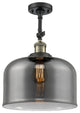 X-Large Bell 1-Light Semi-Flush Mount, Black Antique Brass, Plated Smoke