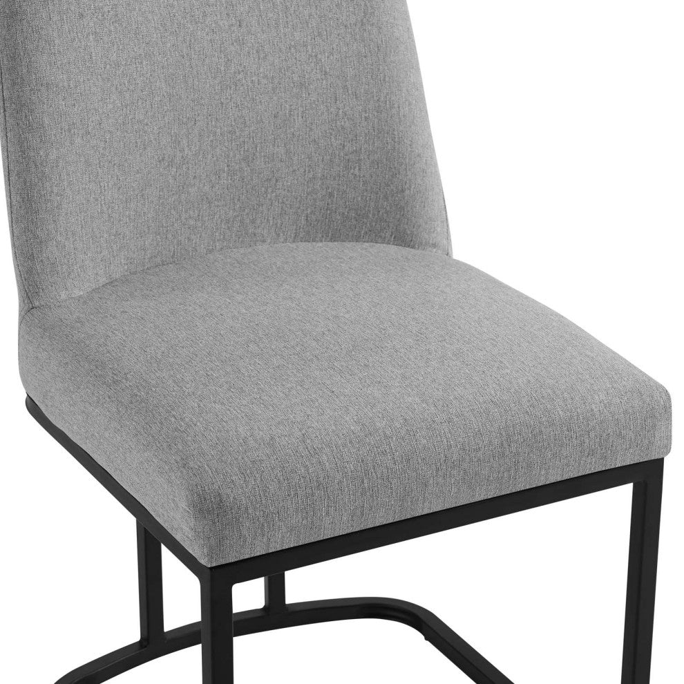 Amplify Sled Base Upholstered Fabric Dining Chairs - Set of 2-Black Light Gray