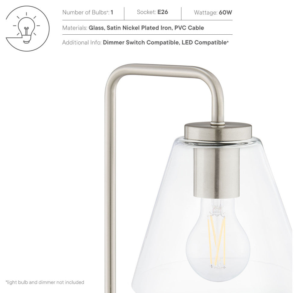 Element Glass Table Lamp, Satin Nickel