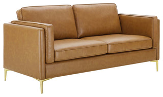 Kaiya Vegan Leather Sofa, Tan