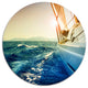 Sepia-Toned Yacht Sailing In Sea, Seashore Round Wall Art, 23"