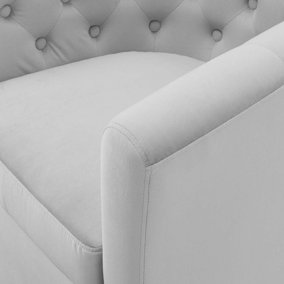 Tufted Armchair Accent Chair, Velvet, Gray, Modern, Lounge Hospitality