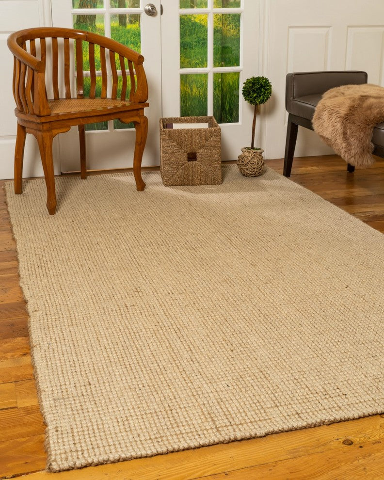 Natural Area Rugs 100% Natural Fiber Larisa Beige Wool Jute Rug, 5'' X 8''