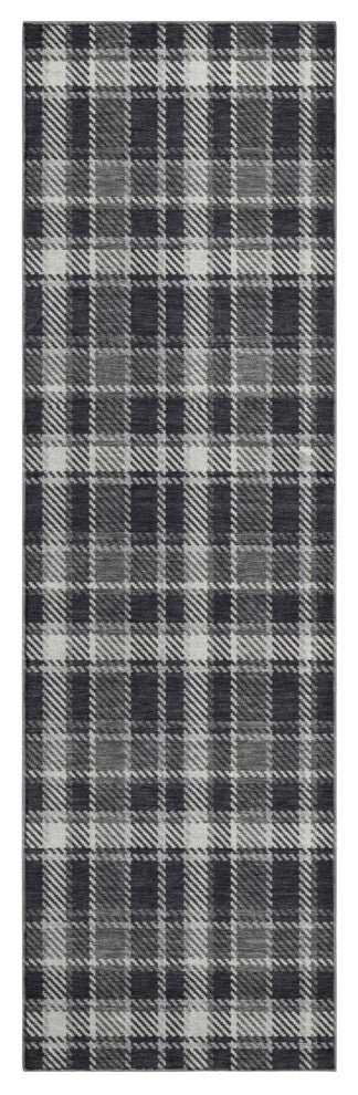 Premium Machine Washable Mayfield AMF563 Black 2'3" x 7'6" Runner Rug