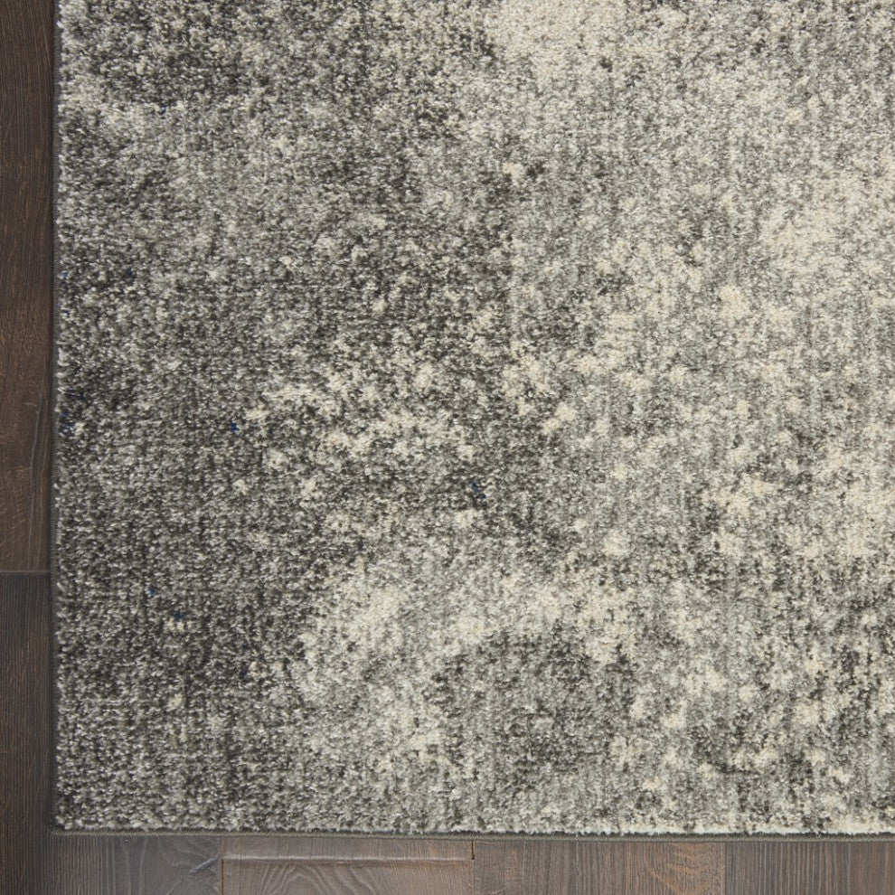 7' X 10' Gray And Ivory Abstract Power Loom Area Rug