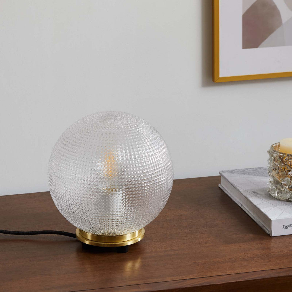 Table Lamp, Gold, Metal, Glass, Modern, Mid Century Cafe Bistro Hospitality