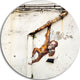 Baby Orangutan Hanging From Pipe, Street Art Disc Metal Wall Art, 23"