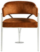 Madelyn Upholstered Dining Chair, Set of 2, Cognac, Velvet, Silver Finish