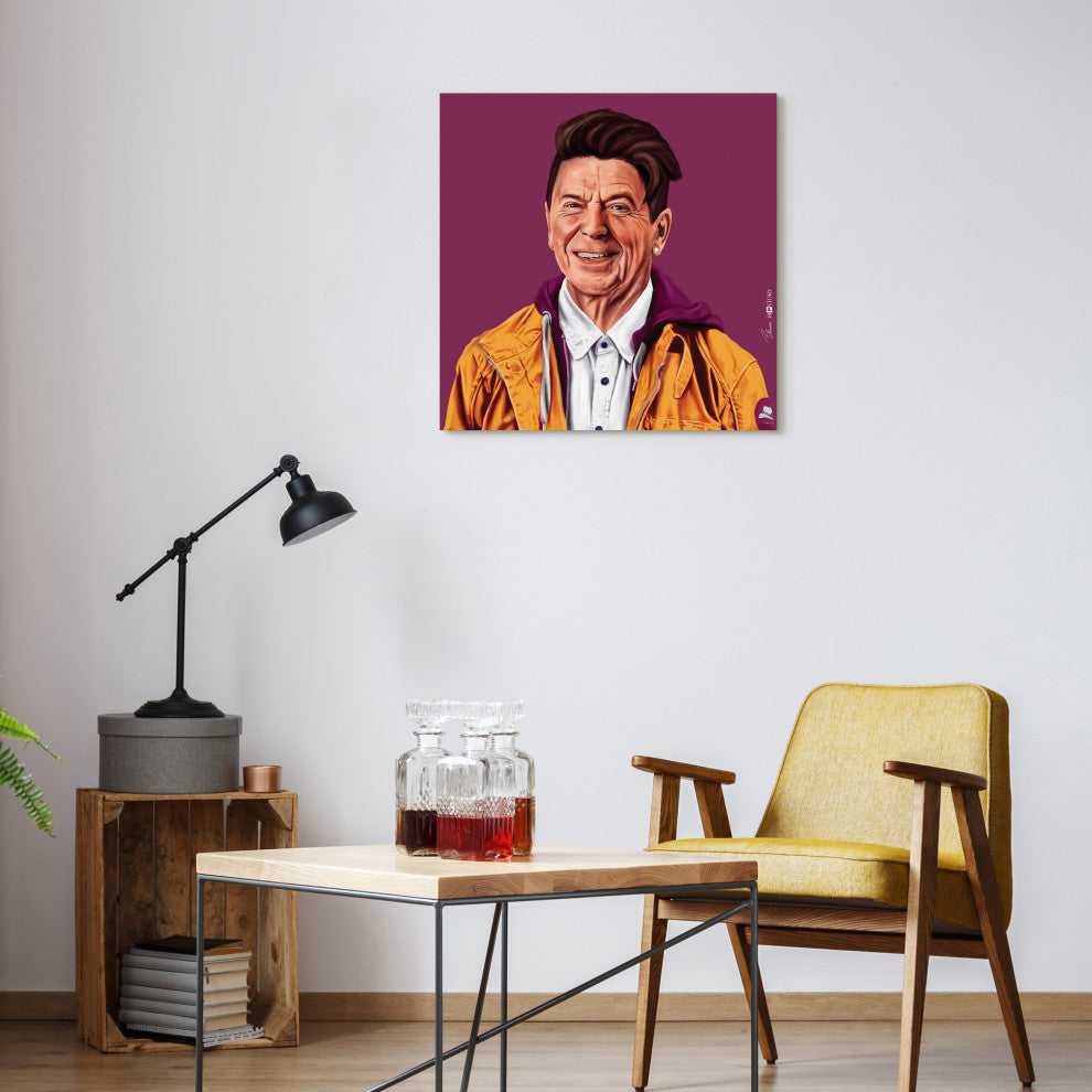 "Hip Ronald Reagan" Frameless Reverse Printed Tempered Art Glass Wall Art