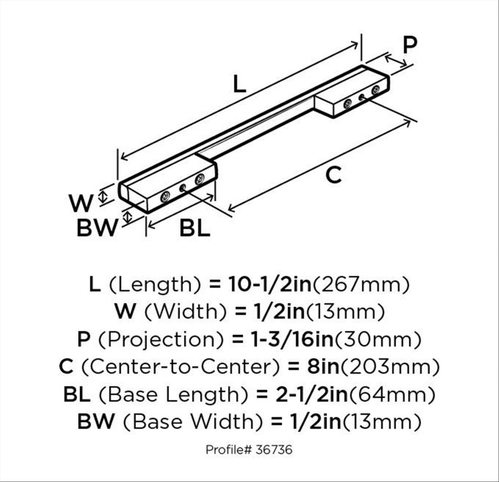 Separa 8 in (203 mm) Center-to-Center Polished Chrome Cabinet Pull