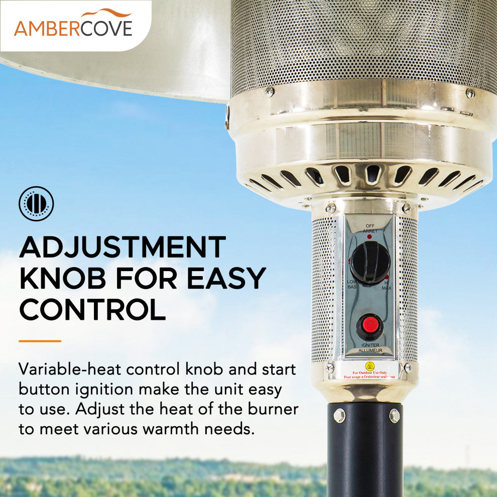 Sunjoy 45,000 BTU Black Steel Frame Outdoor Patio Standing Propane Heater