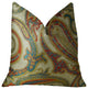 Paisley Bay Cream Red and Blue Handmade Luxury Pillow, 20"x20"