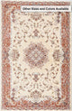 7" Round Cream Rose Traditional Pattern Area Rug