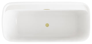 Charolette 67" Soaking Bathtub, Glossy White With Brushed Gold Trim