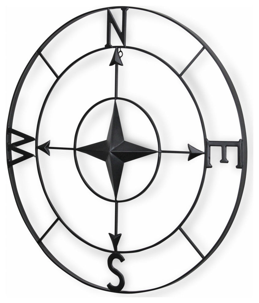 Black Metal Compass Shaped Wall Decor