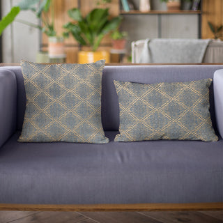 Plutus Blue Diamond Cut Diamond Luxury Throw Pillow, 18"x18"