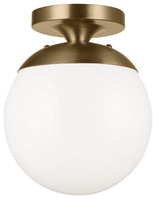 Leo Hanging Globe 1-Light Wall/Ceiling Semi-Flush Mount, Satin Brass