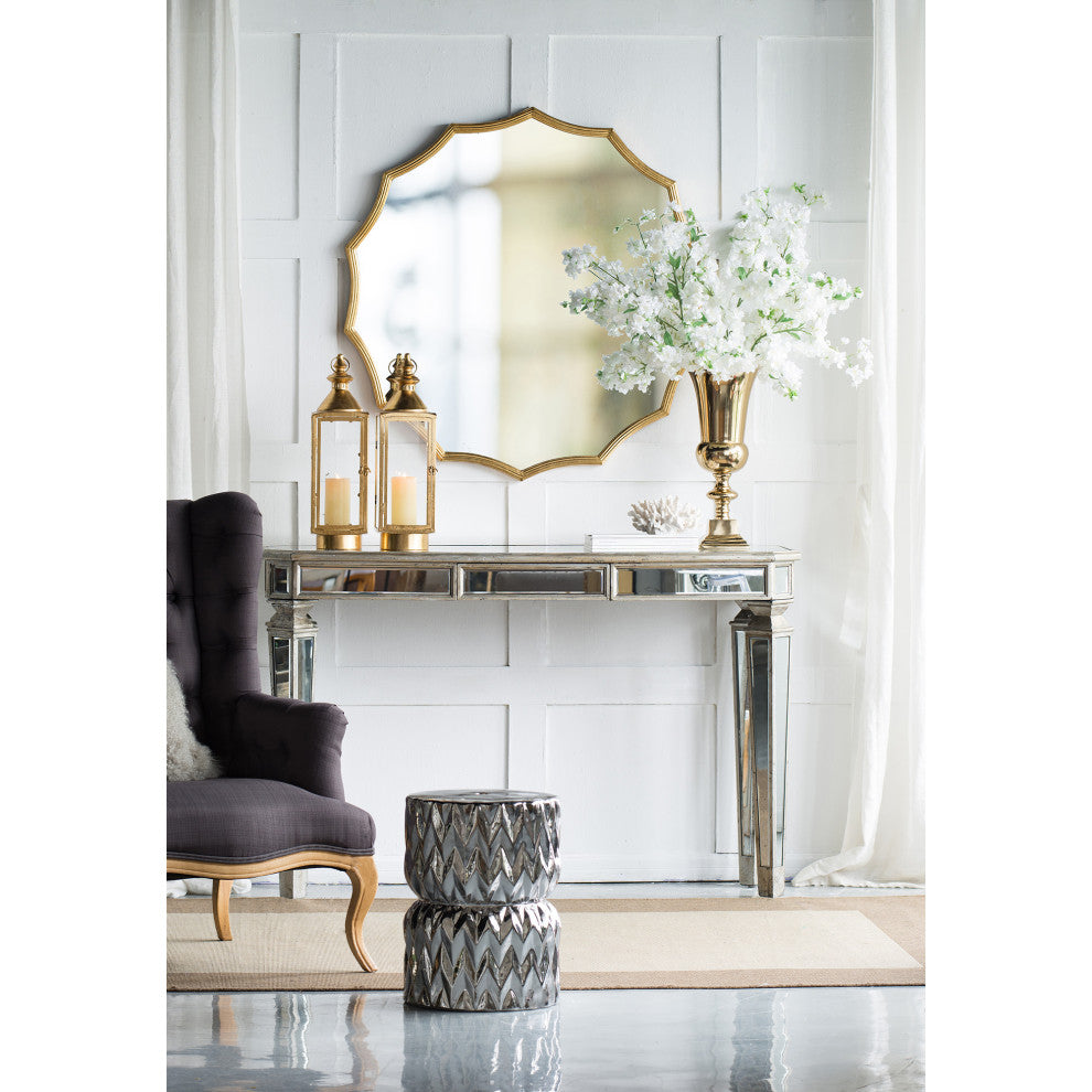 Gewnee Round Sunburst Wall Mirror with Gold Finish
