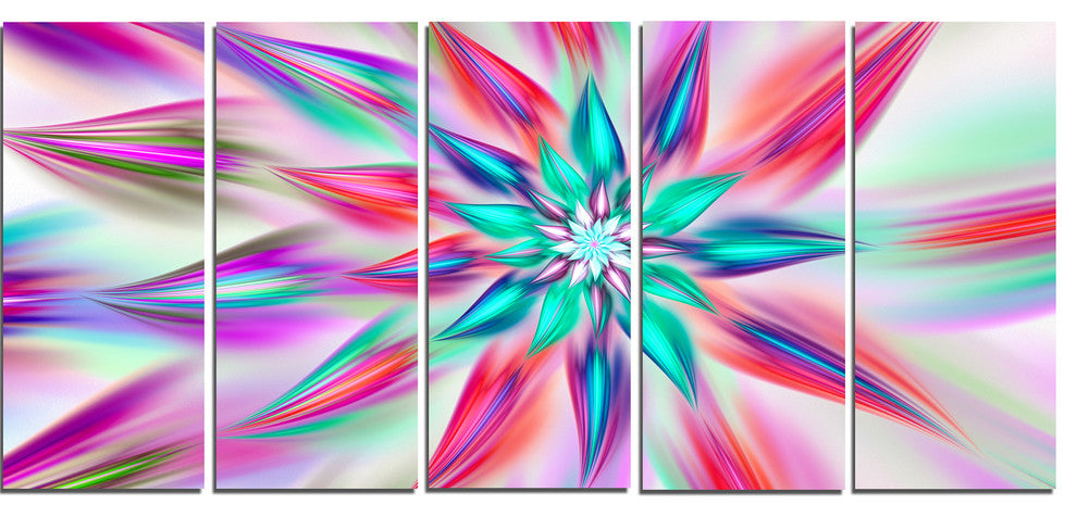 Dancing Pink Flower Petals, Floral Canvas Art Print, 60"x28", 5 Panels