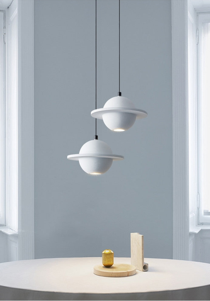 MIRODEMIÂ® Pierrefeu | Planet Saturn LED Industrial Decor Lighting, White Bottom Glow