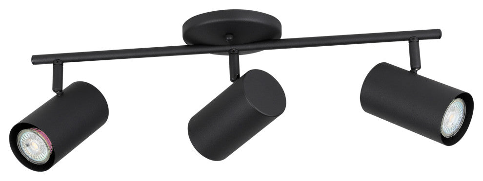 Calloway 3 Light Fixed Track Light, Structured Black, Metal Cylinder Shades