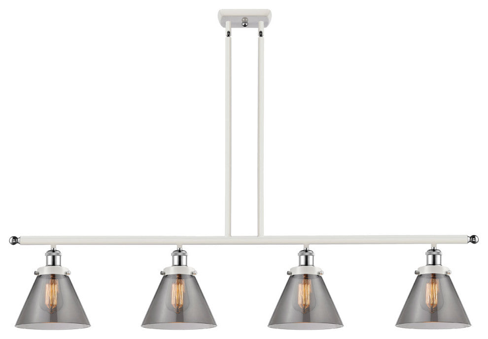 Innovations 916-4I-WPC-G43-LED 4-Light Island Light, White, Polished Chrome