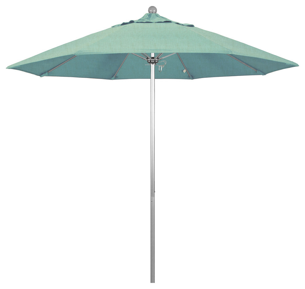 9' Fiberglass Umbrella Pulley Open Silver Anodized, Sunbrella, Spa
