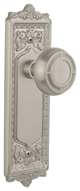 Egg & Dart Plate Privacy Mission Knob, Satin Nickel