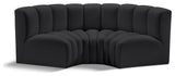 Arc Vegan Leather Upholstered 3-Pc. Inward Curved Modular Sectional, Black