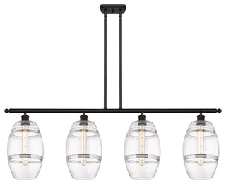 Ballston-Vaz 4-Light 48" Stem Island Light, 8"D Matte Black, Clear